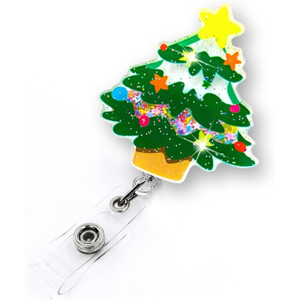 Christmas Tree Shaker Badge Reel Retractable for Nurse Nursing RN CNA Doctor Med